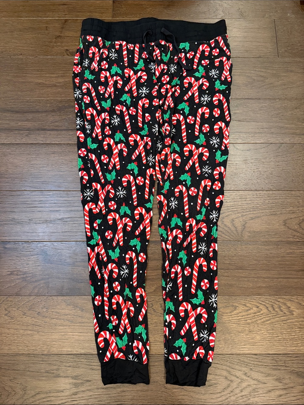 Little Sleepies Black Candy Cane Print Joggers Size Medium - C1-K
